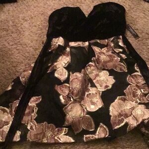 Black dress with pink flowers size Large